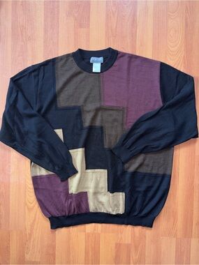 Vintage 90s PELO Merino Wool Oversized Geometric Sweater – Made in Germany
